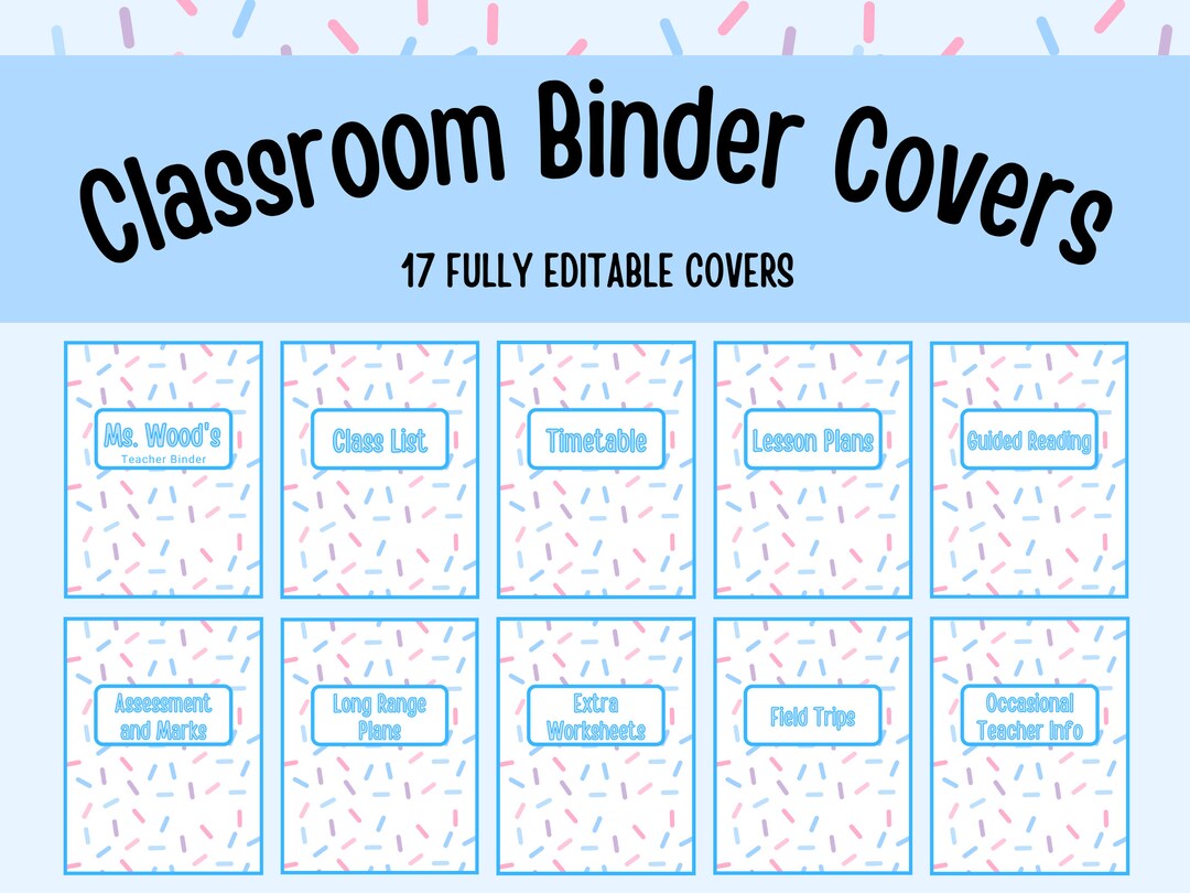 Sprinkle Binder Covers Teachers Binder Decor Classroom Etsy
