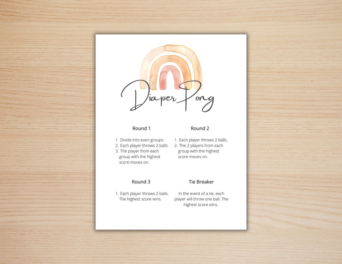 Diaper Pong Printable, Baby Shower Activity, Shower Game Prints ...
