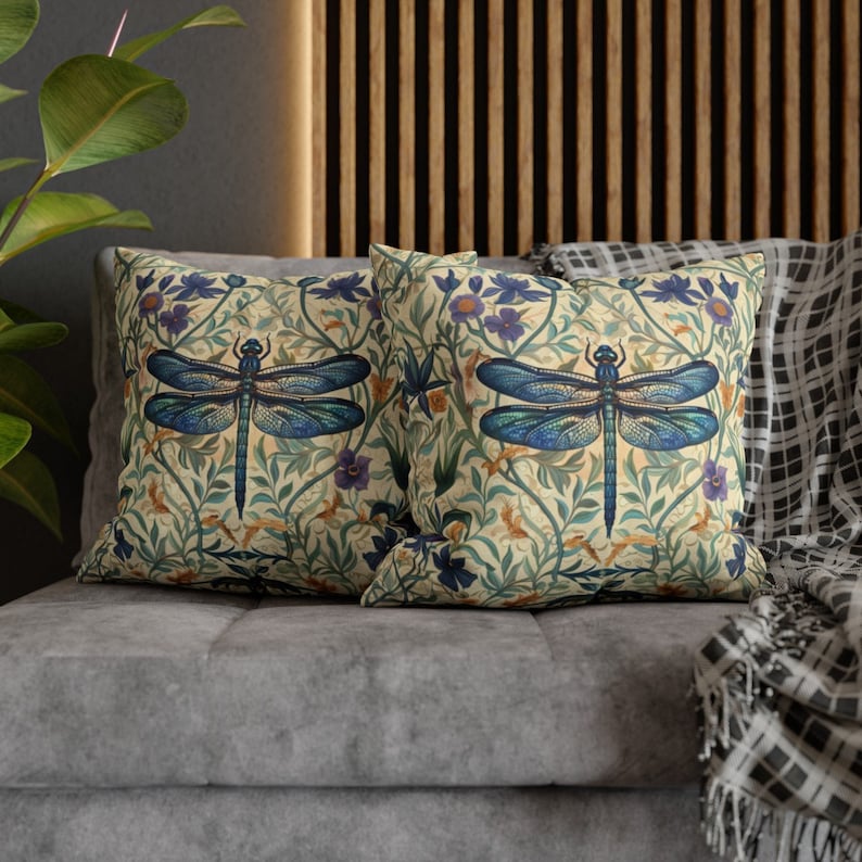 Housse de coussin libellule William Morris : coussin Art nouveau image 2