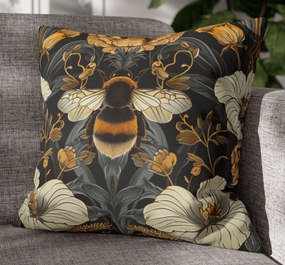 William Morris Bumblebee Pillow Cover: Art Nouveau Decorative Cushion