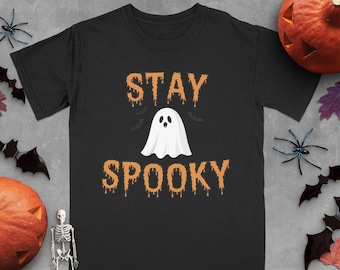 Stay Spooky Halloween T-Shirt: Ghost & Bats Graphic, Spooky Season