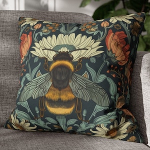 William Morris Bumblebee Pillow Cover: Art Nouveau Decorative Cushion image 1