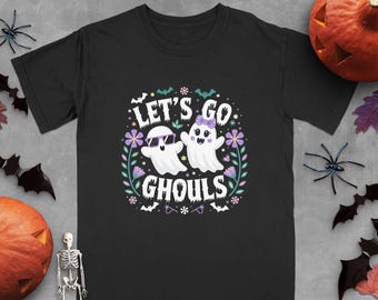 Halloween-t-shirt med spöken, söt spöken-t-shirt, rolig Halloween-t-shirt, grafisk t-shirt med läskiga säsonger, Halloween-festt-t-shirt, spökälskare-t-shirt