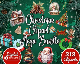 Christmas Clip Art, High Quality Transparent Background PNG Christmas Clipart, Christmas Printable, Instant Download for Commercial Use