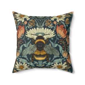 William Morris Bumblebee Pillow Cover: Art Nouveau Decorative Cushion image 2