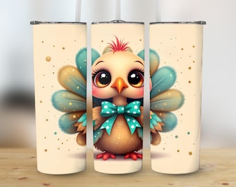Thanksgiving kalkon tumbler wrap PNG, 20oz smal sublimeringsdesign, söt höstkalkon wrap, digital nedladdning