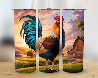 Emballage de gobelet coq : PNG droit/conique 20 oz (téléchargement numérique)