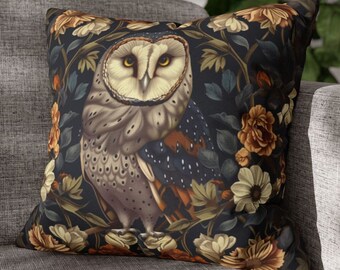 William Morris Owl Pillow Cover: Art Nouveau Botanical Cushion
