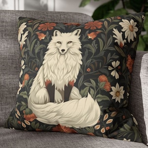 Coussin d&#39;art William Morris renard des neiges, housse de coussin William Morris, taie d&#39;oreiller Art nouveau, taie d&#39;oreiller décorative ancienne cadeau de pendaison de crémaillère