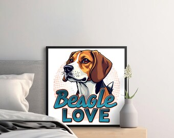 Beagle Dog Illustration: Modern Pet Portrait Art (Digital Download)