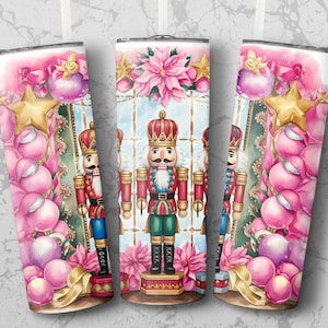 Pink Christmas Nutcracker Tumbler Wrap: Holiday Design (Digital)