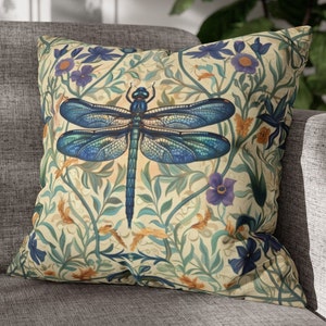 William Morris Dragonfly Art Pillow, William Morris Cushion Cover, Art Nouveau Pillow Case, Housewarming Gift Ancient Decorative Pillowcase