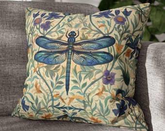 William Morris Dragonfly Pillow Cover: Art Nouveau Throw Cushion
