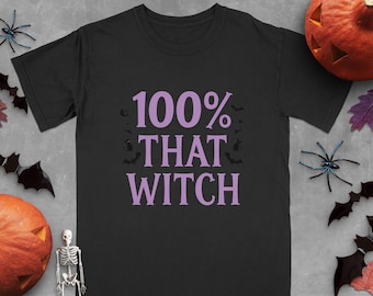 Camiseta de Halloween 100% de bruja: camiseta gótica espeluznante