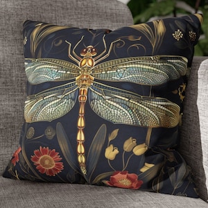 William Morris Dragonfly Art Pillow, William Morris Cushion Cover, Art Nouveau Pillow Case, Housewarming Gift Ancient Decorative Pillowcase
