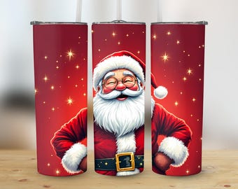 Santa Christmas Tumbler Wrap: Holiday Sublimation Design (PNG)