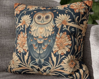 William Morris Owl Pillow Cover: Art Nouveau Decorative Cushion