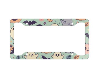 Scary Pumpkin Halloween License Plate | 6x12 Inch Aluminum Car Tag With 4 Holes, Rust-Proof