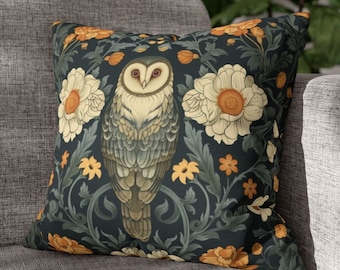 William Morris Owl Pillow Cover: Art Nouveau Decorative Cushion