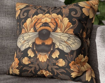William Morris Bumblebee Pillow: Art Nouveau Decorative Cushion