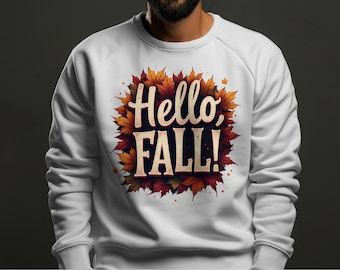 Hello Fall-sweaterhoodie: unisex herfstbladeren-afbeelding