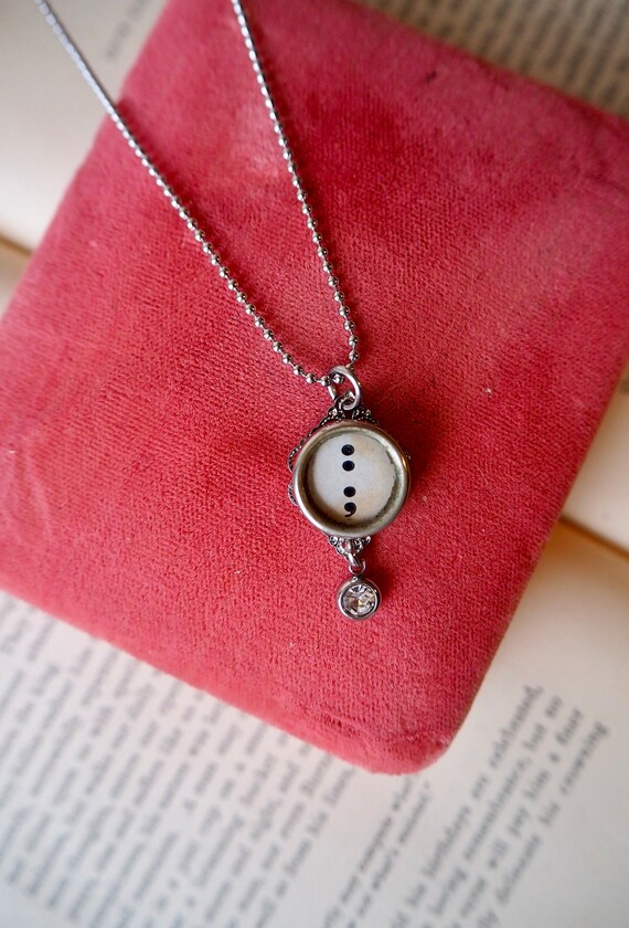 Antique Typewriter Key Long Necklace