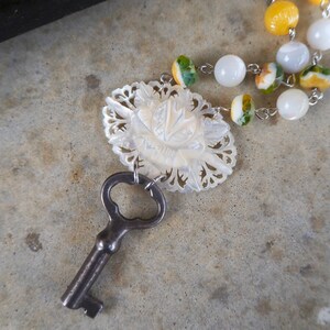 Intricate Intaglio Mother of Pearl Necklace