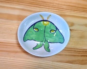 Luna Moth Ceramic Bowl, Luna Moth Spoon Rest, Luna Moth Tea Bag Rest, Luna Moth Illustration, Luna Moth Ramakin, Luna Moth Jewelry Dish