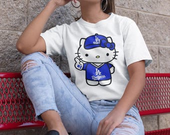 Kawaii Hello Kitty x Dodgers Inspired Unisex T-Shirt • Cute LA Baseball Fan T-shirt  • Cozy Graphic t-shirt