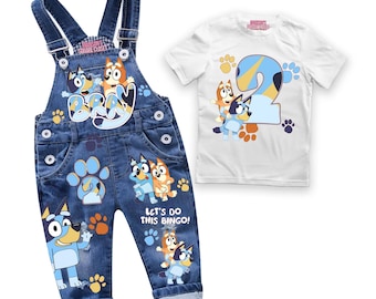 Bluey & Bingo Inspired Overalls: Birthday Overalls, Custom Character