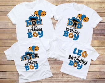 Custom Cookie Monster Birthday Shirt: Family Matching Cotton Tee