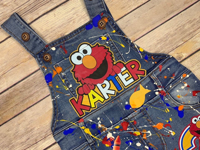 Custom Elmo Overalls Sesame Street Overalls Character Birthday Outfit Overalls