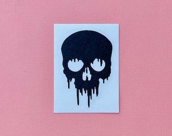 Dripping Skull Vinyl Decal - Permanent Sticker for Laptop, Car, Water Bottle - Skull Sticker