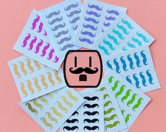 Mini Mustache Outlet Decals - Funny Removable Stickers, Set of 24