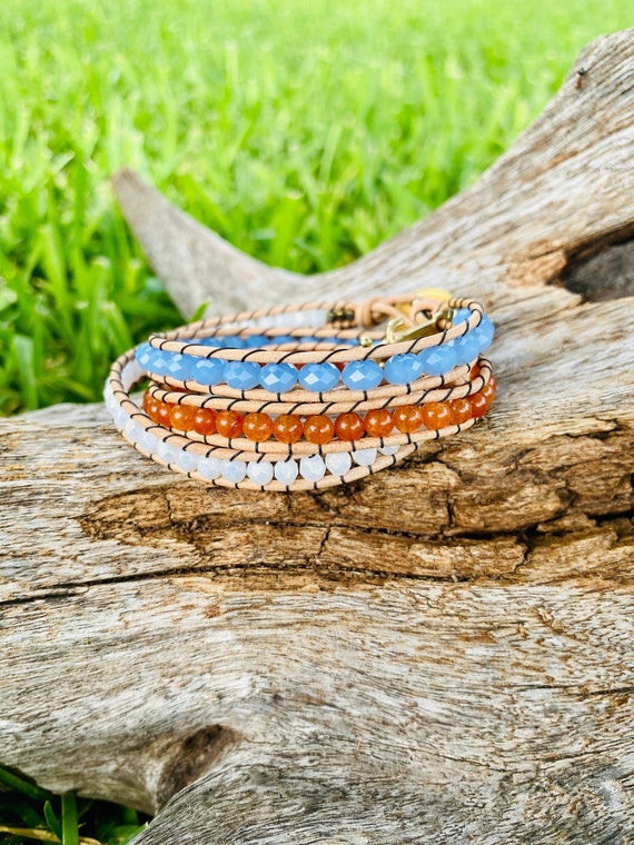 Leather wrap outlet bracelet with charms