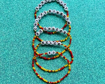 Kansas City Chiefs Friendship Bracelet - Handmade Seed Bead Jewelry - Chiefs Jewelry - Kansas City - Kelce