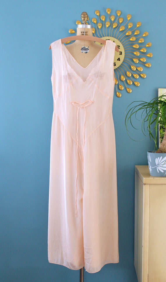 Vintage 1930s Beach Pajamas // 30s pale peach ray… - image 2