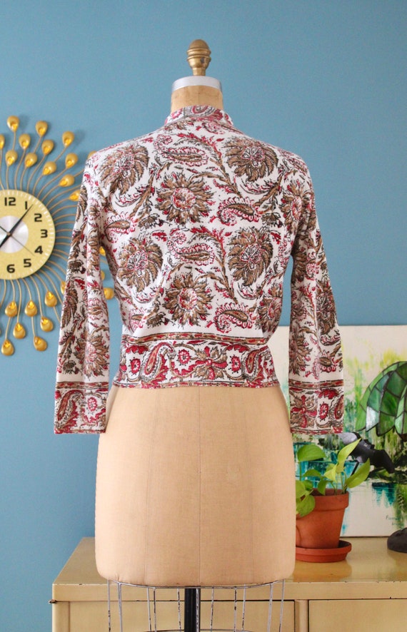 Vintage 1950s Sweater // 50s paisley and floral-p… - image 4