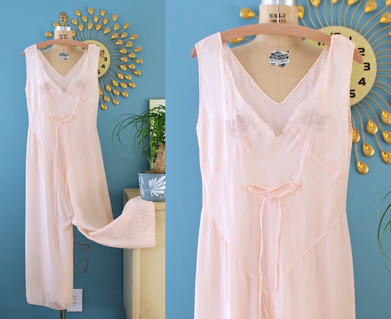 Vintage 1930s Beach Pajamas // 30s pale peach ray… - image 1