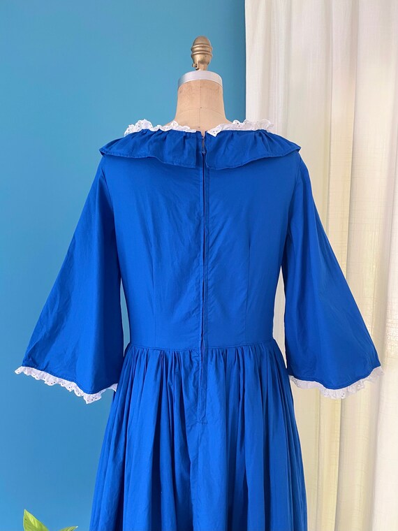 Vintage 1970s Handmade Royal Blue Drop Waist Dress //… - Gem
