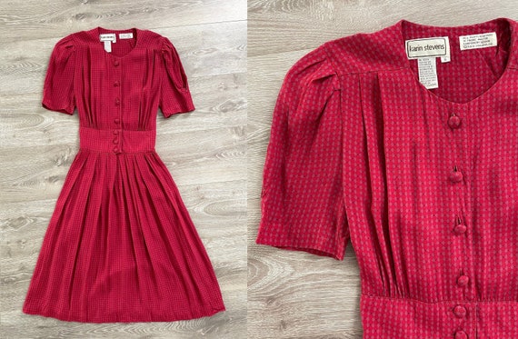 Vintage 80s does 40s Raspberry Red Tea Dress // Ka