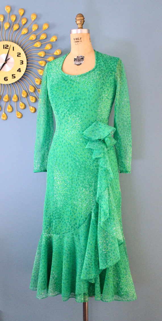 Vintage 1970’s Watermelon Wrap Midi-Dress