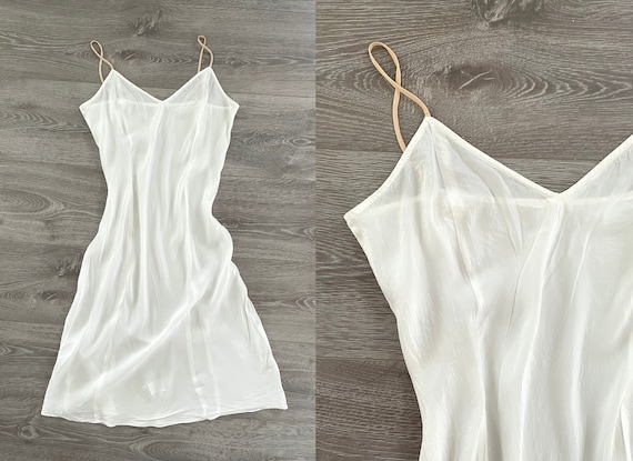 Vintage 1930s/1940s White Lingerie Slip Dress