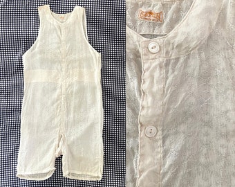 Vintage 1920er Jahre Ivory Rayon Union Suit Romper // antikes Unterwäsche-Designer Strampler