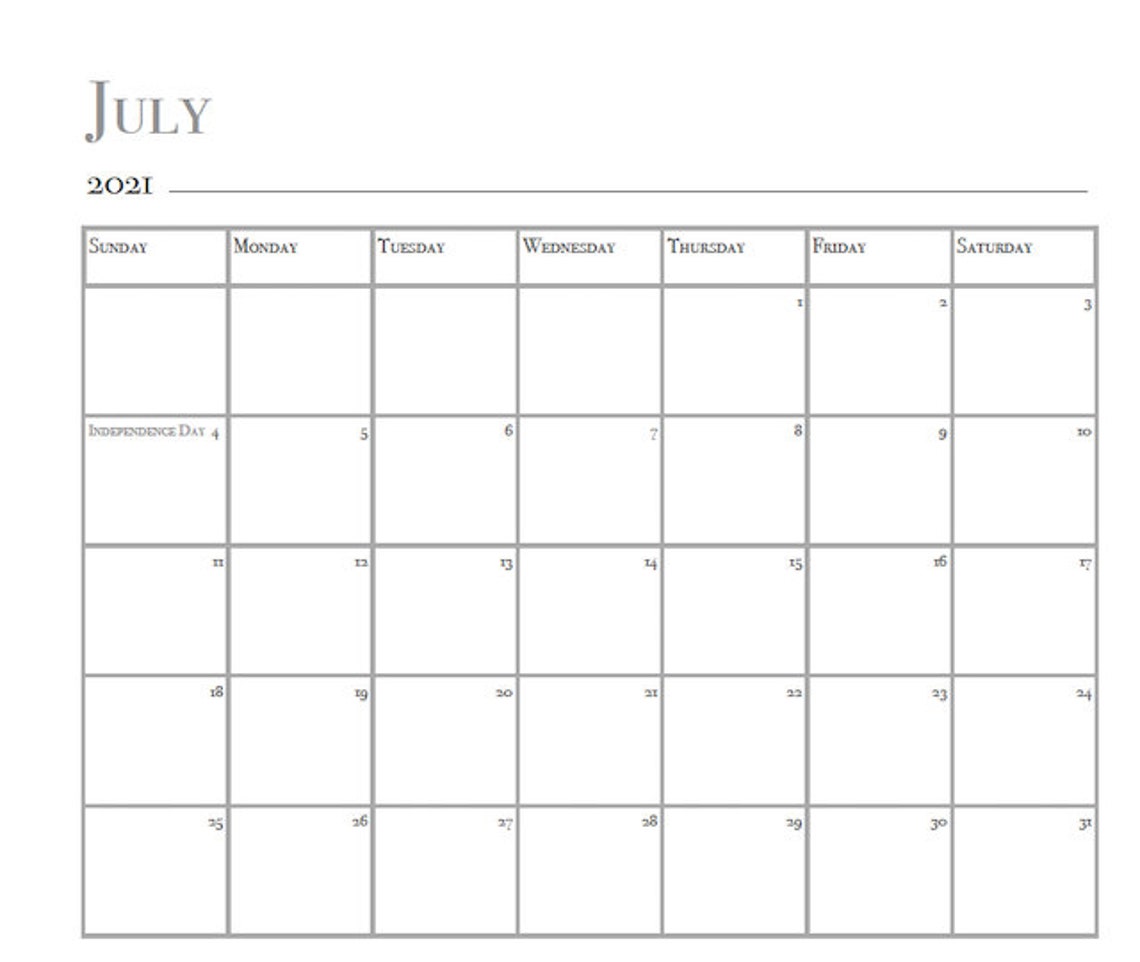 minimalist printable calendar july 2021 june 2022 etsy