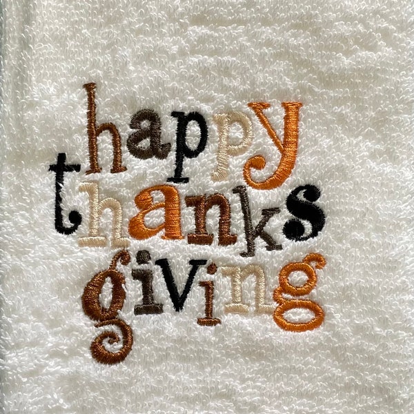 Happy Thanksgiving Embroidered Kitchen Towel