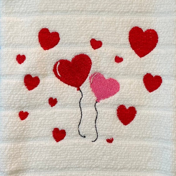 Valentine’s Heart Embroidered Kitchen / Bath Towel