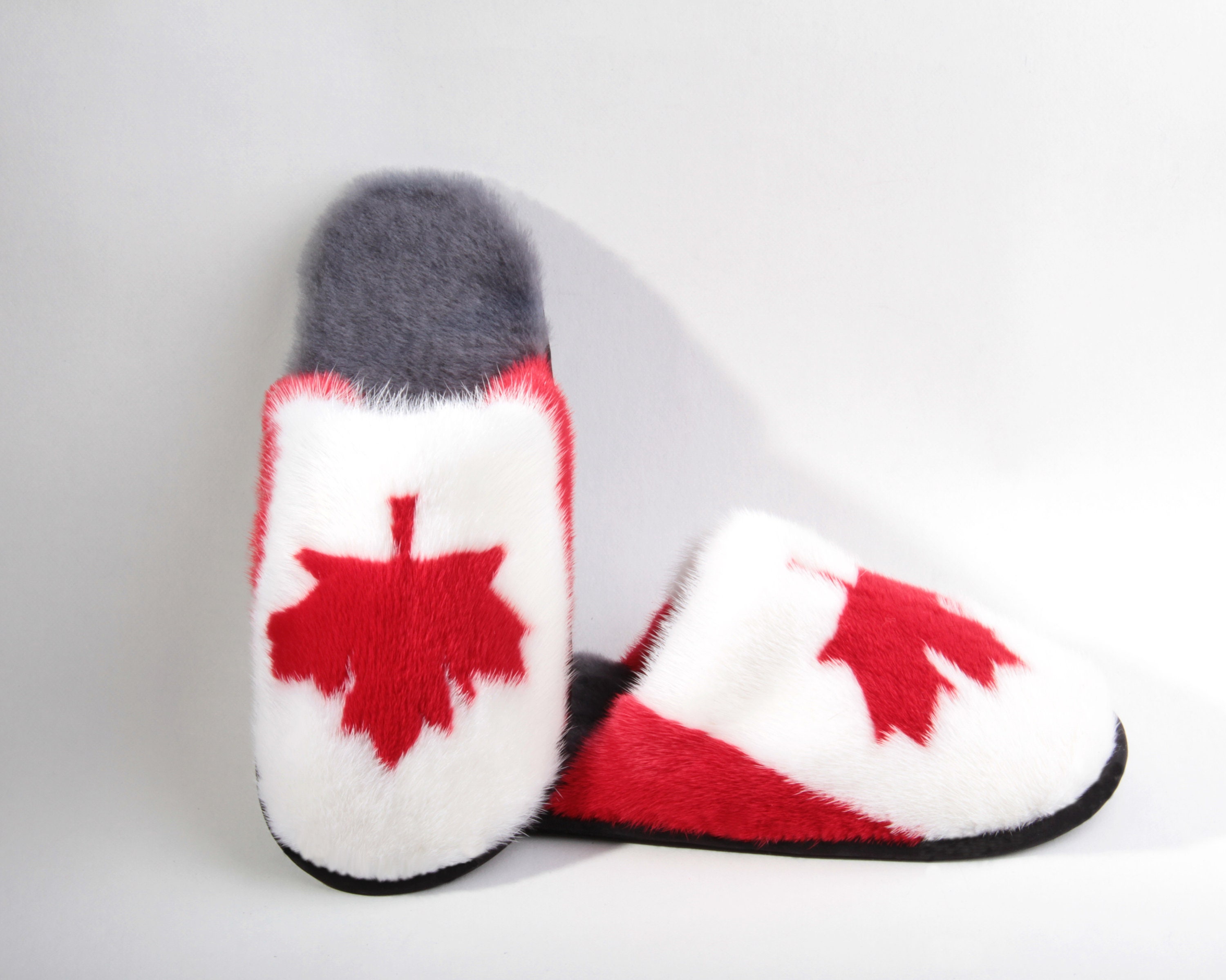 Slippers Women Canadian Flag Real Fur Natural Mink Indoor & Etsy