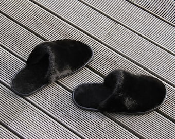 Real Fur Slippers, Woman 6US, Outsole for Home, Free Delivery Worldwide, Last Pair, READY TO SHIPPING