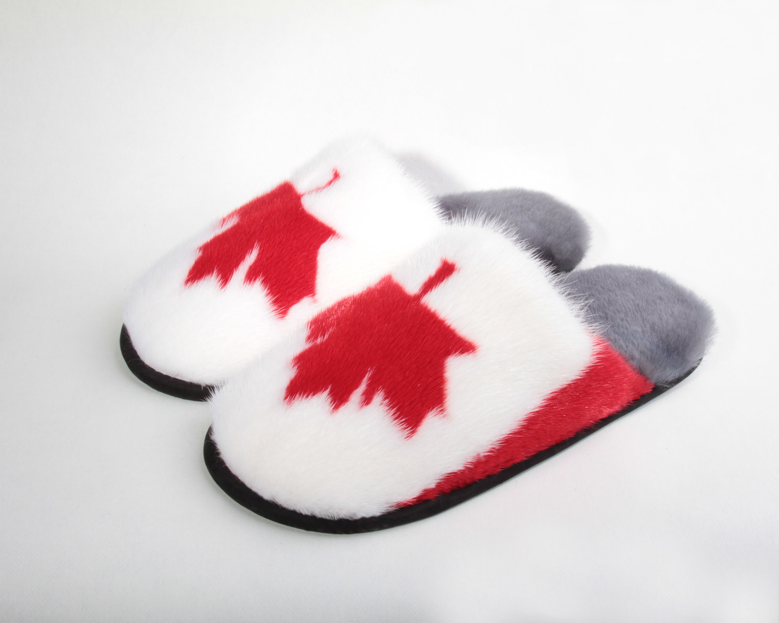 Slippers Men Canada Flag Real Fur Natural Mink Indoor & Etsy